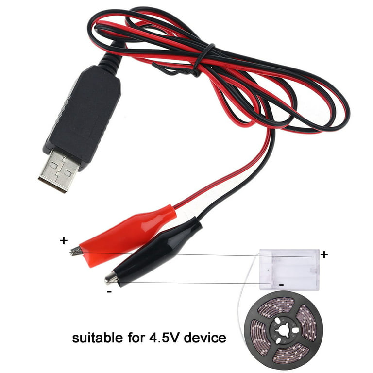 2m USB 5V to 4.5V Power Supply Eliminate Cord Replace 3pcs 1.5V AA AAA C D  Cell Battery for Toys Remotes LED Light 