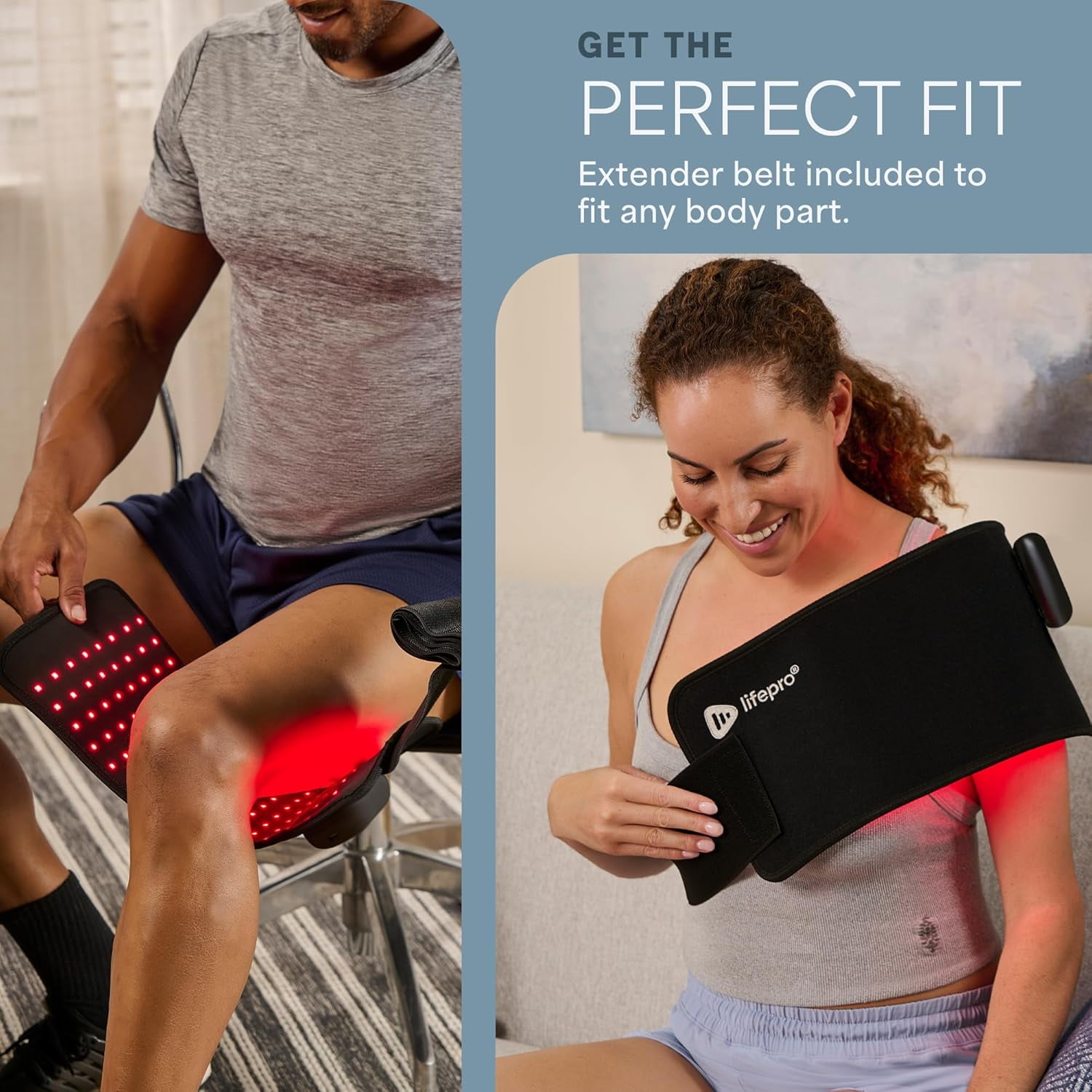 Lifepro Red Light Therapy Belt – Infrared Light Pad for Back, Muscle Relaxation, Circulation & Post-Workout Recovery - Black