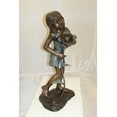 thumbnail image 4 of Girl Holding a Flower Fountain Bronze Statue -  Size: 15"L x 15"W x 35"H., 4 of 10