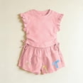 thumbnail image 5 of Cethrio Girls Summer Outfit Sets, 2 Piece Flutter Sleeve Casual Cute Girls Clothing sets Pink Size 7-8 T, 5 of 5