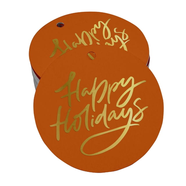 Inkdotpot Étiquette en Papier Dorée Réelle Joyeuses Fêtes 50 Pcs