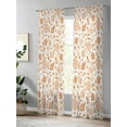 thumbnail image 4 of Vintage Wallpaper Sheer Curtains 2 Panels Set Orange Flower Plants Vintage Lihgt Filtering Rod Pocket Voile Drape, Semi Sheer Window Curtains for Bedroom Living Room, 52"x84", 4 of 5