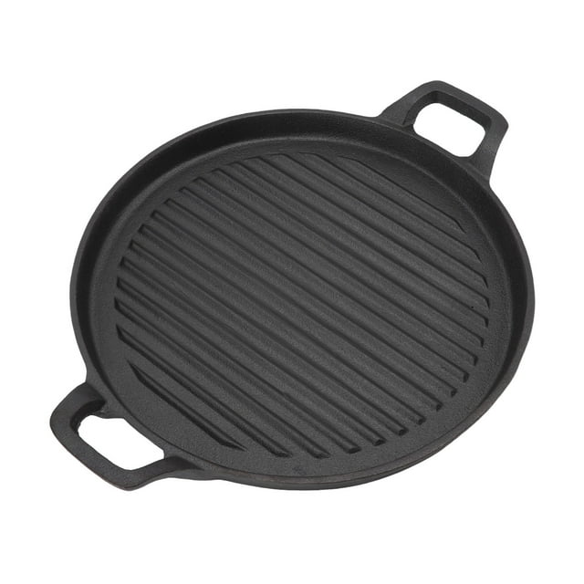 Poêle en Fonte, Design Réversible Double Cuisson Antiadhésive Facile à Nettoyer Poêle à Griller Distribution Uniforme de la Chaleur Poêle à Griller pour Feux de Camp, Cuisinières à Gaz, Électriques