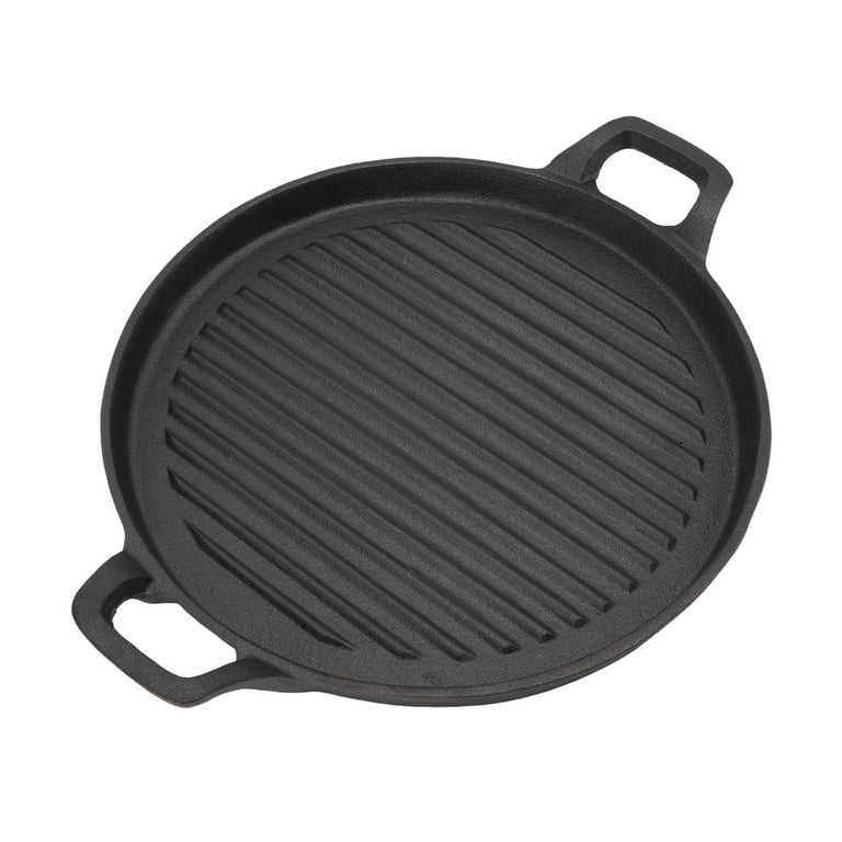 45cm Cast Iron Griddle Plate Fry Pan Grill BBQ Skillet Double Side  Reversible