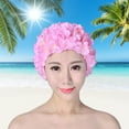 thumbnail image 5 of 3D Flower Swim Cap Breathable Water Sports Hat Swimming Bath Cap Long Hair Surf Hat for Women Pink, 5 of 7