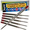 thumbnail image 2 of Jaymo Replacement for Parker 30525PP/30526PP and Bastion - Measures 3.875 in / 98 mm Long - G2 Gel Ballpoint Pen Refill - 6 Red, 2 of 4