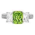 thumbnail image 2 of 3.61 ct Emerald Cut Natural Peridot Three-Stone Engagement Ring for Women in 18K White Gold, 2 of 2