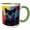 Green/White, variant on 3drose, Cute Black Panther Head, Abstract Colorful Background. Artsy Gift, 15oz Mug