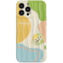 Water Ripple Shape Contrast Color Cartoon Planet Soft  for iPhone Case (Green,iPhone 11)