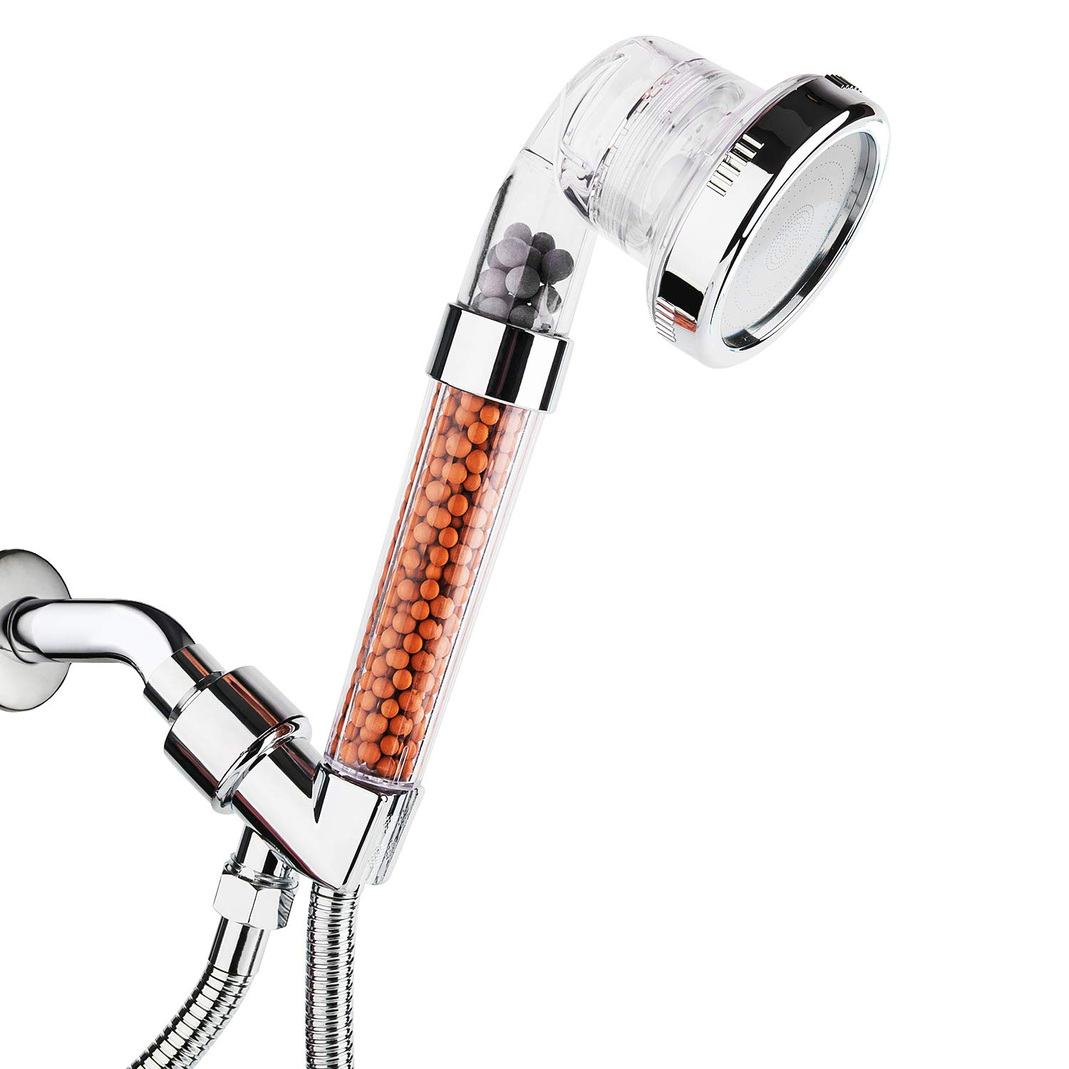 Detachable High Pressure Shower Head with Hose and Bracket, Ionic