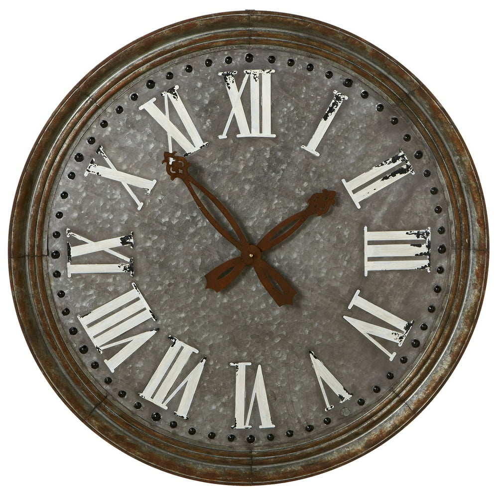 Cbk Metal Round Galvanized Wall Clock With Rusted Hands 158151 