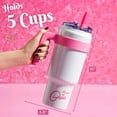 thumbnail image 5 of Paris Hilton 40oz Stainless Steel Tumbler Set, Double Wall Vacuum Insulated Cup with Removable Handle, Reusable Straw, Leak-Proof Flip-Top Lid, 40 Ounce, Rainbow Iridescent White and Pink, 5 of 9