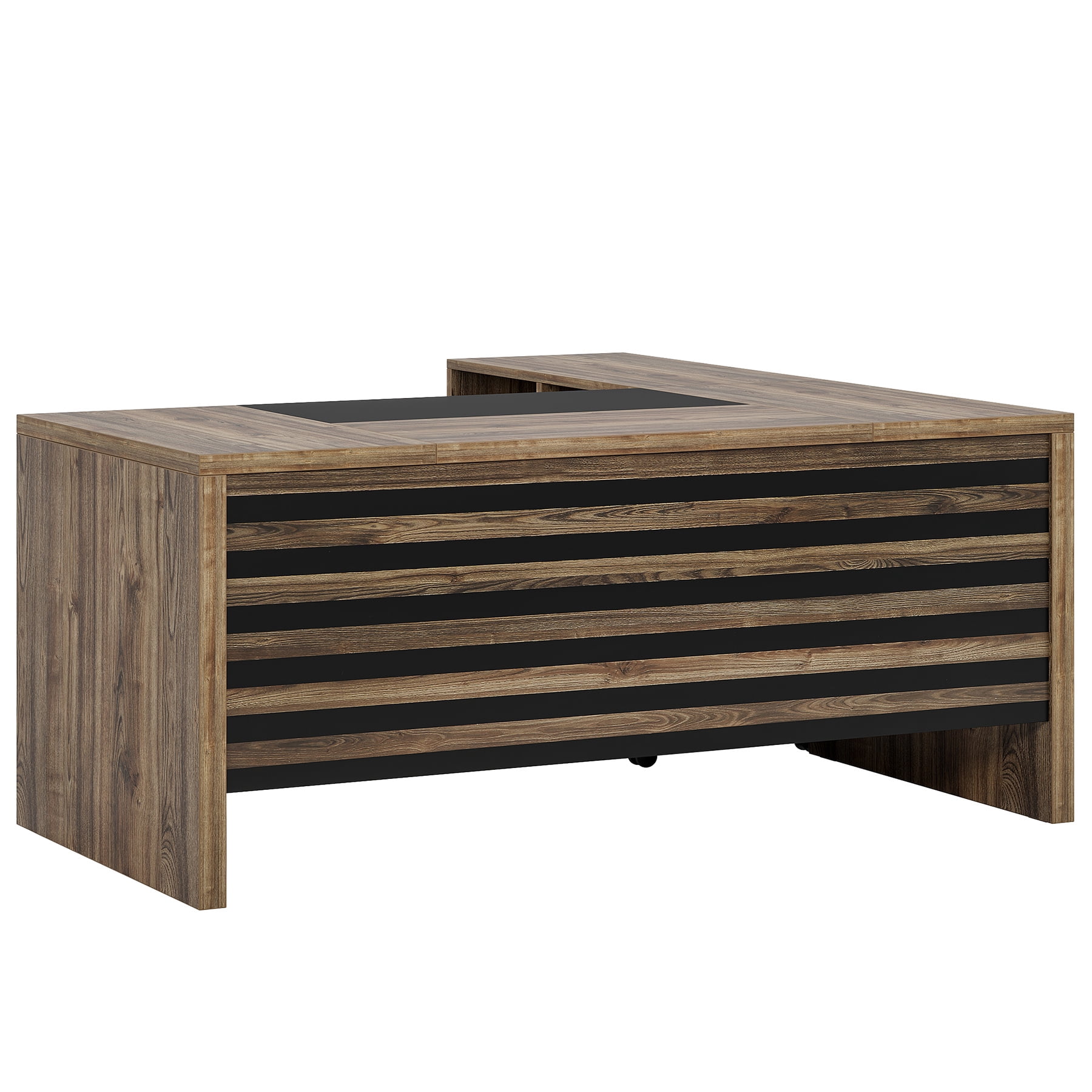 MAYEERTY 62.2" Office Desk Set: Mobile Cabinet, 450lb Capacity, Black & Grey Stripe Design