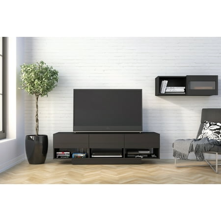 Walmart 60 Inch TVs Nexera Stereo 60  inch  TV  Stand and Wall Shelf Black 
