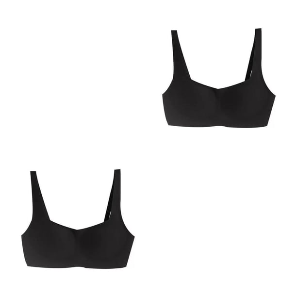 Sonducket Sujetadores sin costuras Sujetador Ropa interior Mujer Sexy Intimates Acolchado Cómodo Inalámbrico Deporte Ultrafino Negro 2piezas