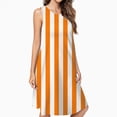 thumbnail image 2 of Aesthetic Orange And White Vertical Spring Summer Dresses For Women Fashion Dress Casual Sleeveless Loose Sundress With Pockets, 2 of 4