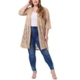 thumbnail image 2 of Agnes Orinda Women's Plus Size Valentines Day Cardigans Lace Lightweight Knit 3/4 Sleeves Cover Up Cardigans Khaki 4X, 2 of 4