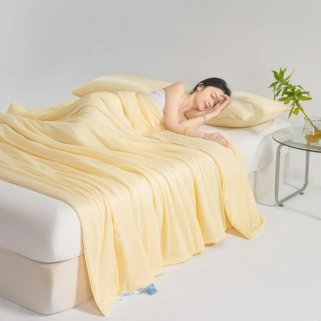 Tyidzon Bedding Cool Feeling Skin Friendly Solid Color Washed Cotton Summer Breathable Comforter