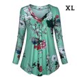 thumbnail image 1 of Camisa de manga larga con cuello en V superior para mujer Blusa informal con estampado floral, XL, Verde claro Vogacara AP000933-20, 1 of 7