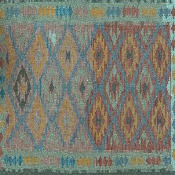 Ahgly Company Indoor Square Oriental Light Blue Traditional Area Rugs, 6' Square