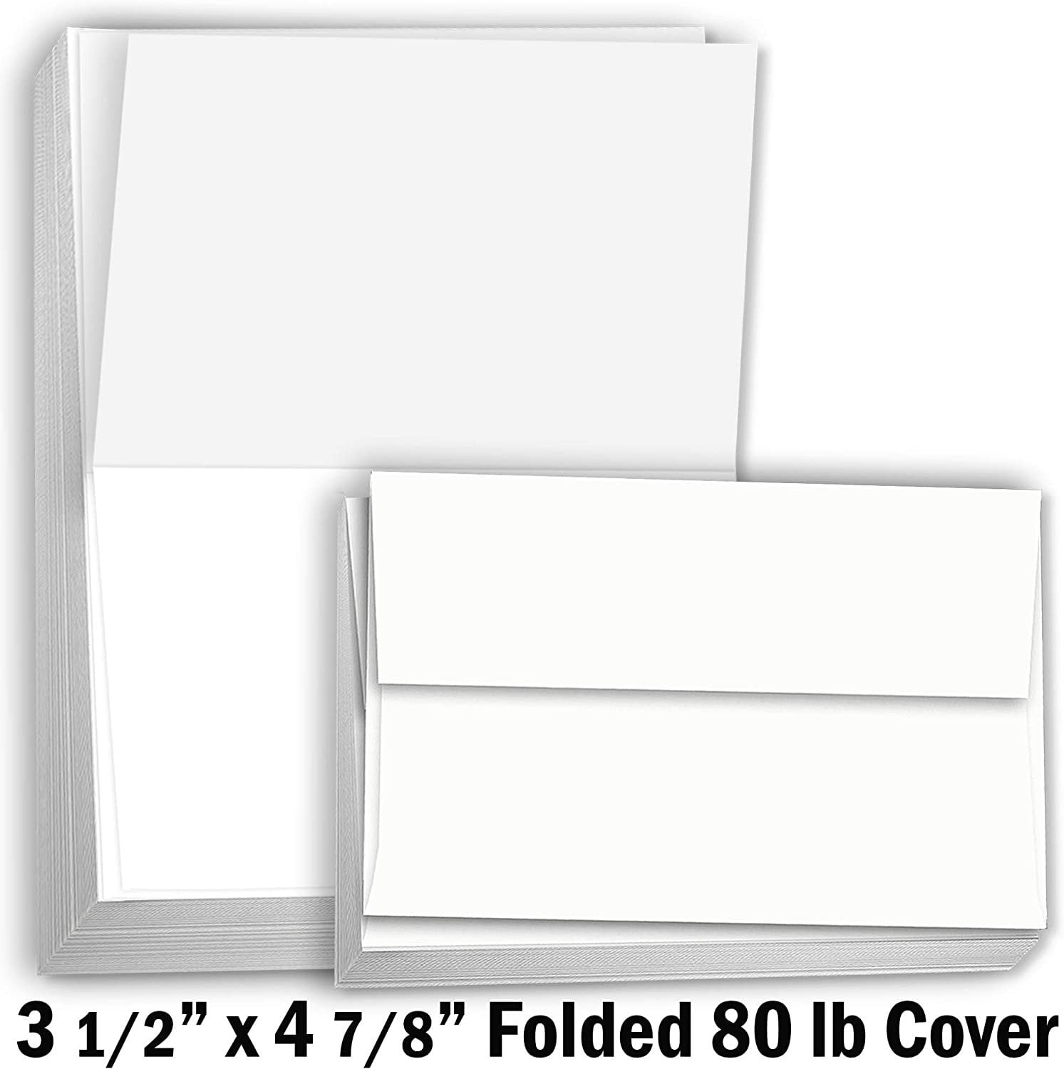 Heavy weight 80 lb Card Stock for Printer 3 1/2 x 4 7/8 Blank Folded Small A1 Cards Greeting RSVP Invitations Stationary 100 Pack Hamilco White Cardstock Thick Paper