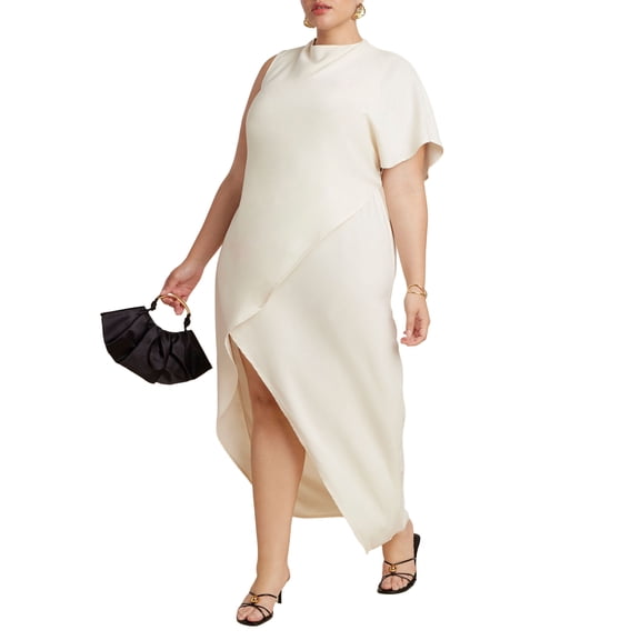 ELOQUII Women's Plus Size Asym Relaxed Maxi Dress