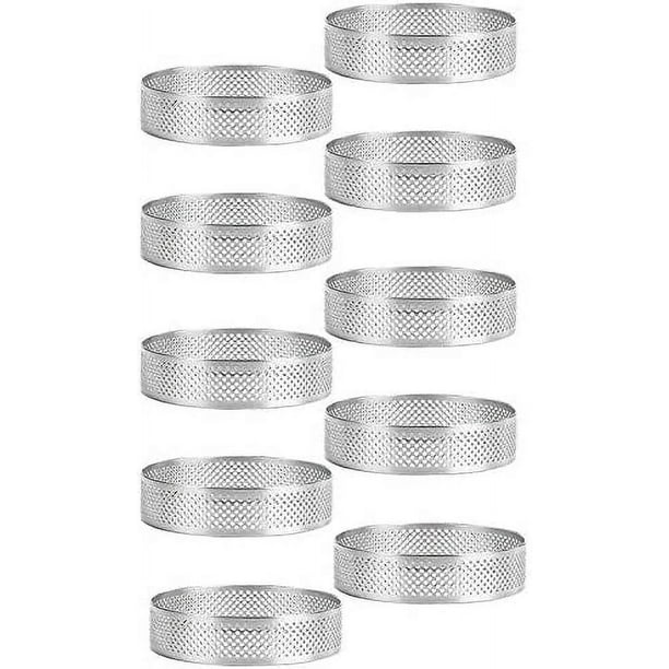 10 piezas de anillos circulares para tartas con agujeros de acero para tartas de frutas, quiches, pasteles, mousse, moldes para hornear de cocina de 7 cm