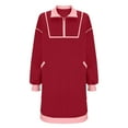 thumbnail image 4 of Womens Fall Long Sleeve Mini Dress Casual Half Zip Cap Sleeve Contrast Loose Sweatshirt Dresses with Pockets, 4 of 5