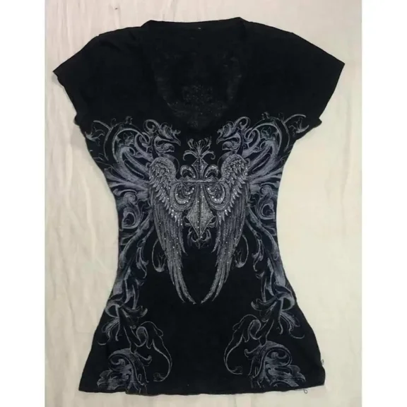 2000s Vintage Clothes Harajuku Blouse Tees Summer Gothic Shirt Tops Subculture Y2k Crop Top Women Punk Graphic T-shirts Street
