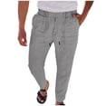 thumbnail image 2 of AherBiu Mens Pants Drawstring Elastic Waisted Straight Leg Pants With Pockets Lightweight Solid Color Casual Loose Trousers, 2 of 8