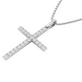 thumbnail image 3 of Dazzlingrock Collection Round White Diamond Cross Religious Pendant for Her with Gold Chain (0.50 ctw, Color I-J, Clarity I2-I3) in 10K White Gold, 3 of 5