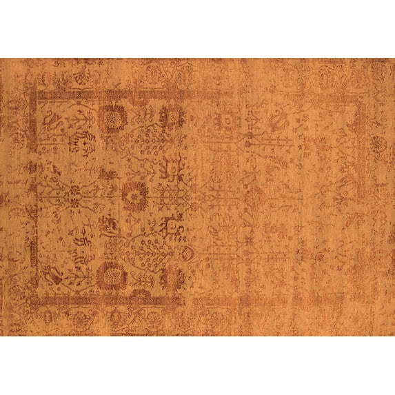 Ahgly Company Indoor Rectangle Oriental Orange Industrial Area Rugs, 7' x 10'