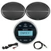 Enrock Gauge Style Media Center Marine Grade Bluetooth Receiver, 2 x Enrock 2-Way 6x9" Weather-Resistant Full-Range Speakers (Black), Auxiliary Interface Mount, Radio Antenna