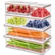 thumbnail image 1 of Juego de 6 recipientes de plástico para almacenar alimentos con tapas, organizadores apilables para refrigerador, contenedores de cocina a prueba de fugas, 1 of 4