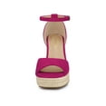 thumbnail image 6 of BLISSFUL STEP Mother's Day Women's Espadrille Platform Ankle Strap Wedge Heels Sandals Hot Pink 7.5, 6 of 7