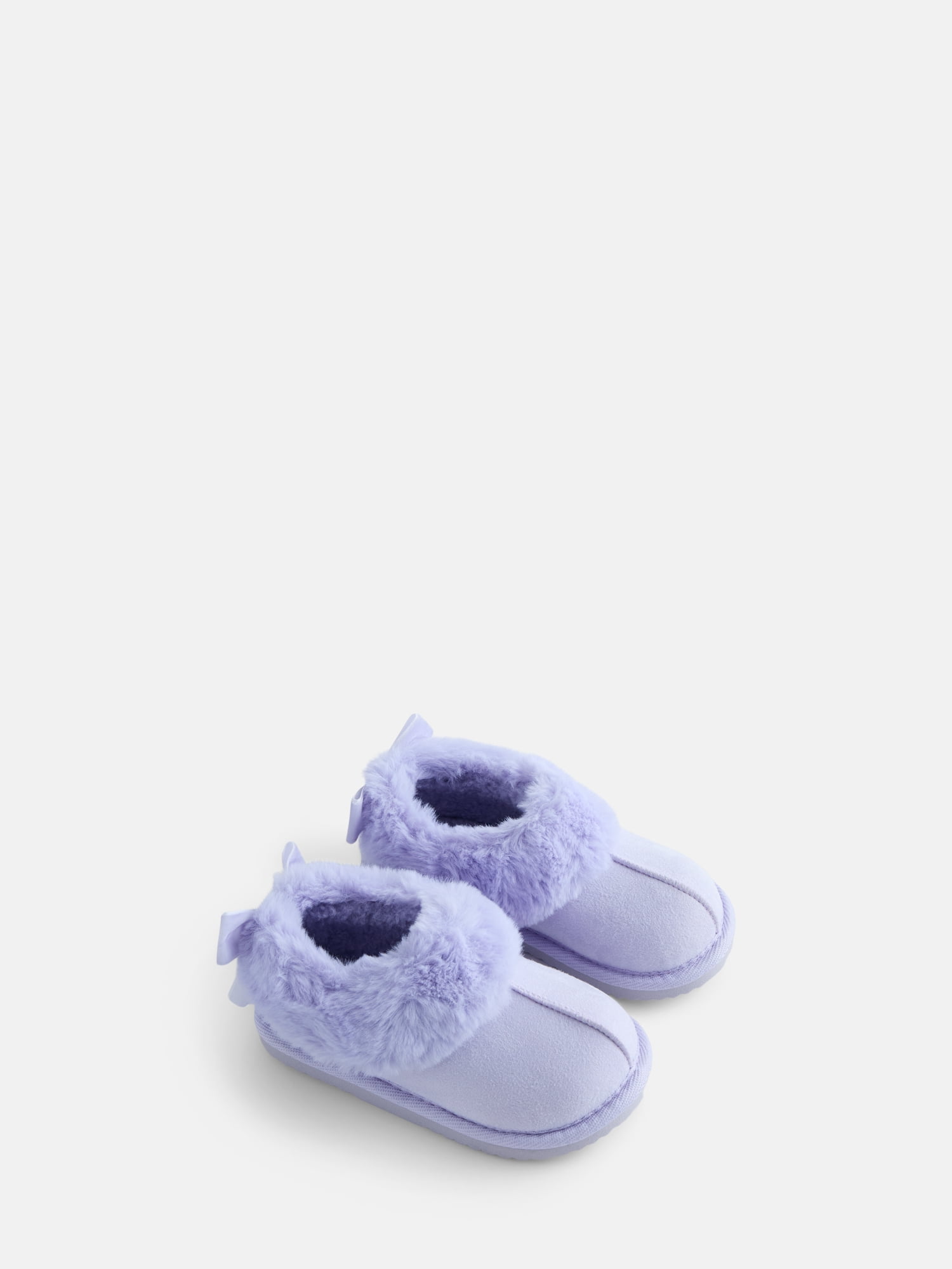 Wonder Nation Baby, Toddler, Little and Big Girls Faux Fur Trim Slippers