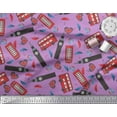thumbnail image 2 of Soimoi Poly Georgette Fabric Bus,Telephone Booth & London Clock Tower Architectural Printed Fabric 1 Yard 42 Inch Wide, 2 of 3