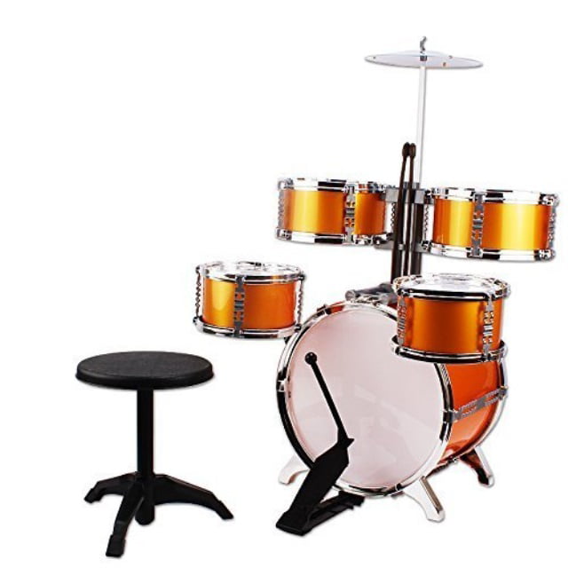TM Music Jazz Drum Rock Set Toy Big Band Drum with Cymbals Golden Dump 5 pcs Educational Toys Gift NiGHT LiONS TECH 