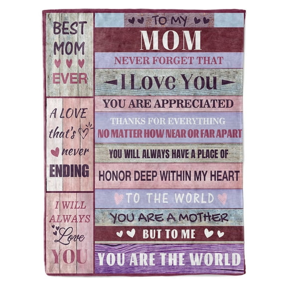 Qiushi Mom Blankets Gifts from Daughter & Son, Mom Birthday Gifts, I Love You Mom Throw Blankets, Mom Blankets Gifts for Birthday, Christmas 50"x60" Purple