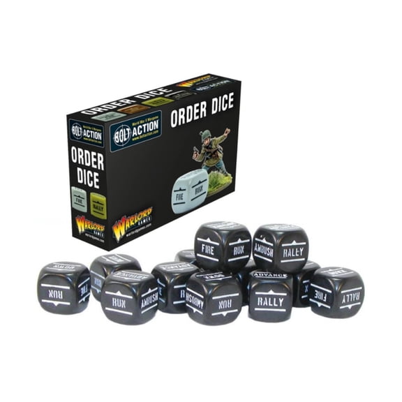 Warlord Games Order Dice - Black (12) New