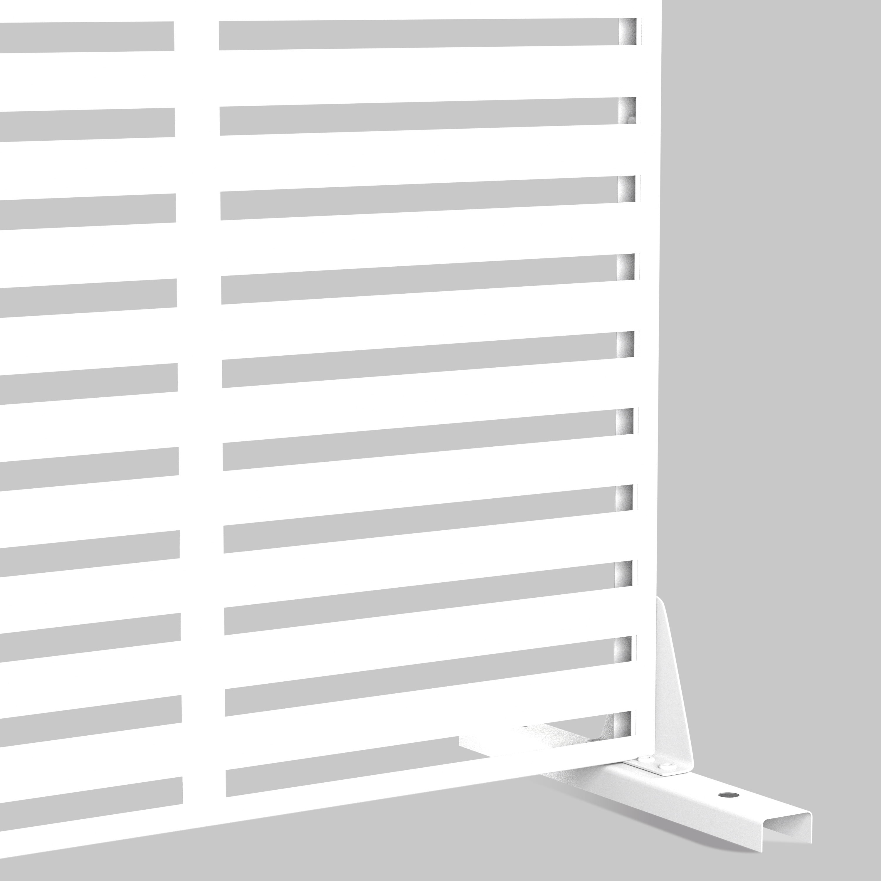 MAYEERTY 72"x47" Outdoor Privacy Screen with Stand Adams Metal Balcony Decorative Screen,White