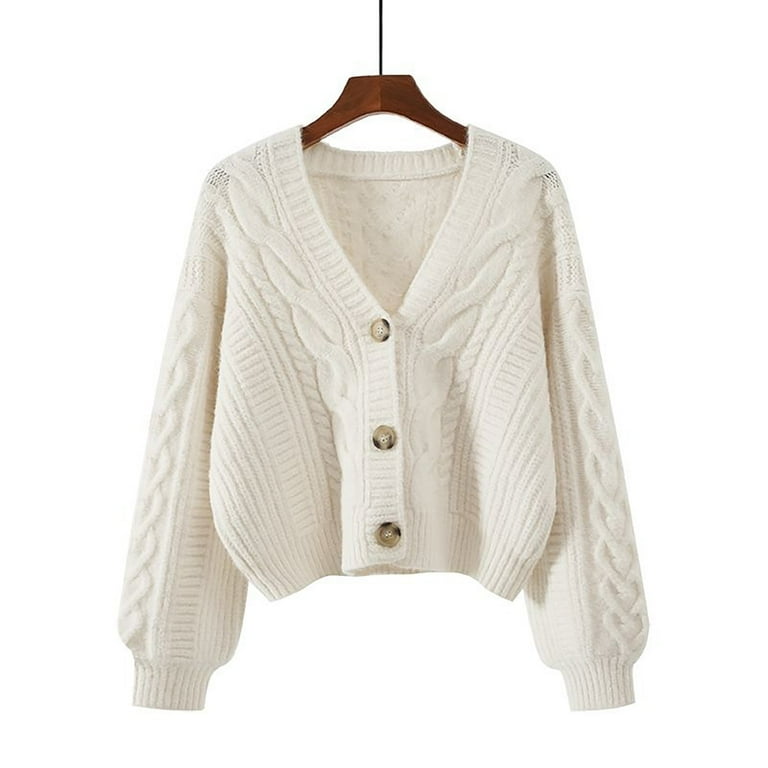White cropped cardigan sweater cheap