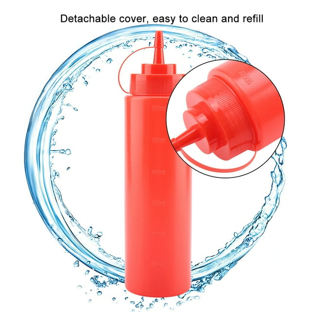 Botella Exprimible ANGGREK Dispensador De Condimentos Para Salsa Ketchup 720ml 10pcs / Set