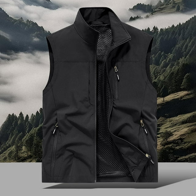 Gilet Utilitaire Léger pour Hommes - Veste Sans Manches à Poches Multiples pour Randonnée, Sports, Transport d'Outils et Tenue Décontractée, Polyester Respirant Design Pliable