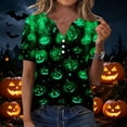 thumbnail image 2 of Evdexr Halloween Shirts Womens 2026 V Neck Short Sleeve Tops Witch Hat Ghost Jack O Lanterns Graphic Blouses Breathable Loose Fit Spooky Holiday Tees 2XL, 2 of 6