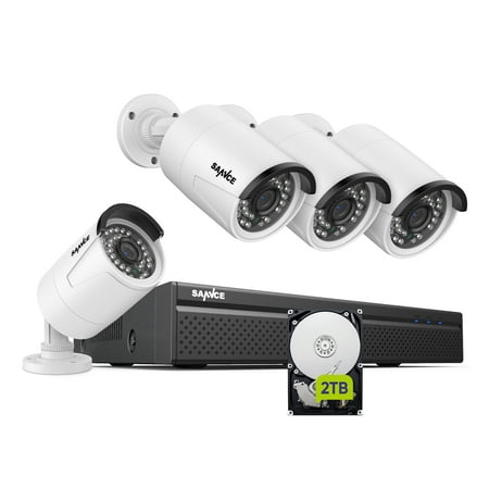 SANNCE 8CH 5MP POE Home Security Camera System,2MP 8CH POE NVR, 4pcs 1080P Outdoor POE Cameras,2TB Hard Drive