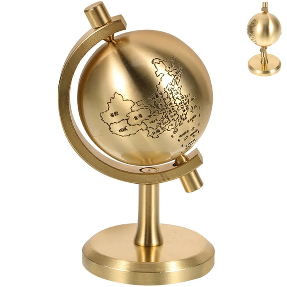 OATIPHO Copper Rotating Globe with Base Desktop Ornament for Office and Home Decoration