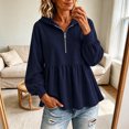 thumbnail image 2 of Cmfcve Peplum Hooded Sweatshirt for Women Casual Half Zip Hoodies Fall Winter Long Sleeve Tops, 2 of 6