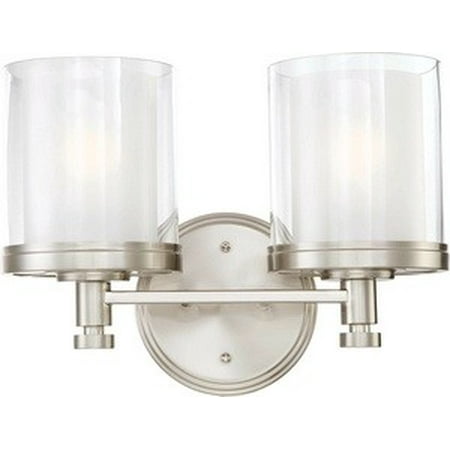 Nuvo 60-4642 - Decker - 2 Light Vanity Fixture w/ Clear & Frosted Glass