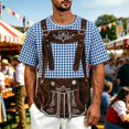 thumbnail image 2 of XIAOCHA Men's Gingham Print T-Shirt Short Sleeve Soft Oktoberfest Holiday Casual Tee, 2 of 4